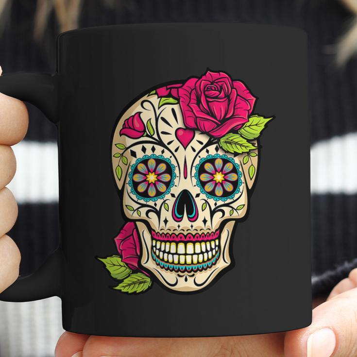 Sugar Skull Flower Crown Day Of The Dead Halloween Men Women T-Shirt Graphic Print Casual Unisex Tee Coffee Mug