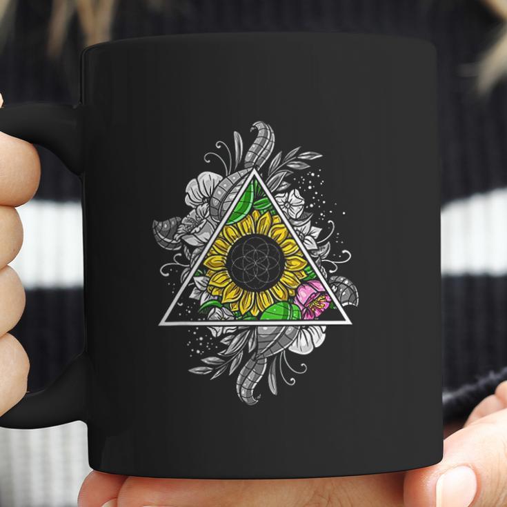 Sunflower Sacred Geometry Floral Flower Of Life Hippie Women Coffee Mug