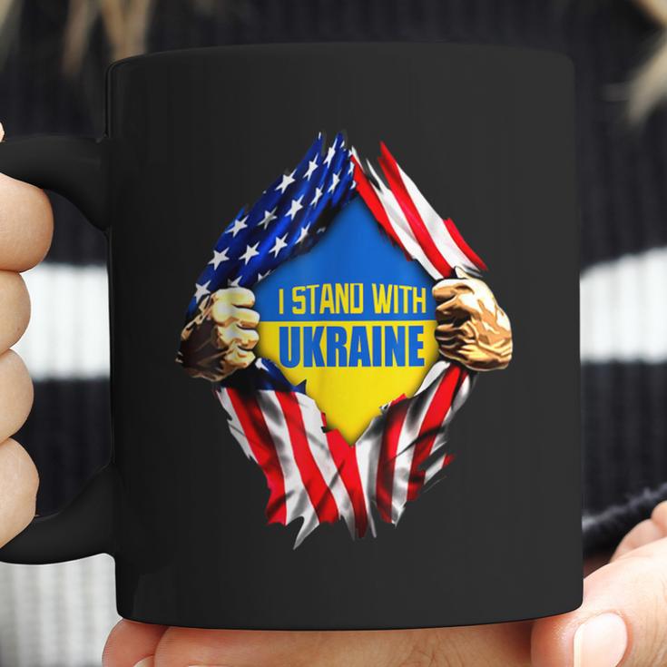 Support I Stand With Ukraine American Flag Ukrainian Flag Men Women T-Shirt Graphic Print Casual Unisex Tee Coffee Mug