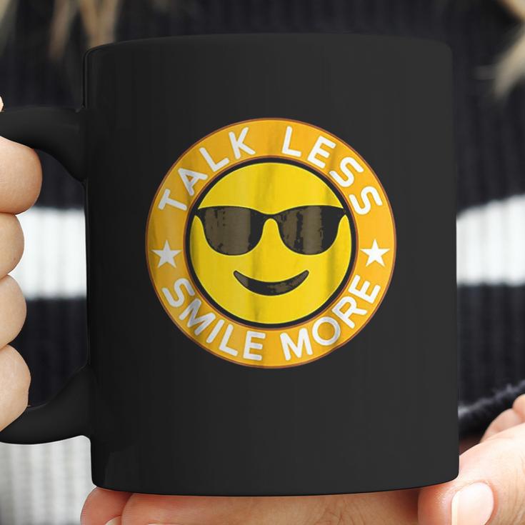 Talk Less Smile More Hamilton Yellow Emoji Smile Coffee Mug