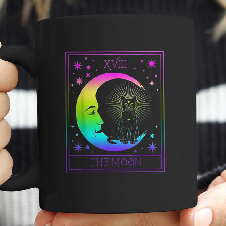 Tarot Card Crescent Moon And Cat Pastel Goth Coffee Mug