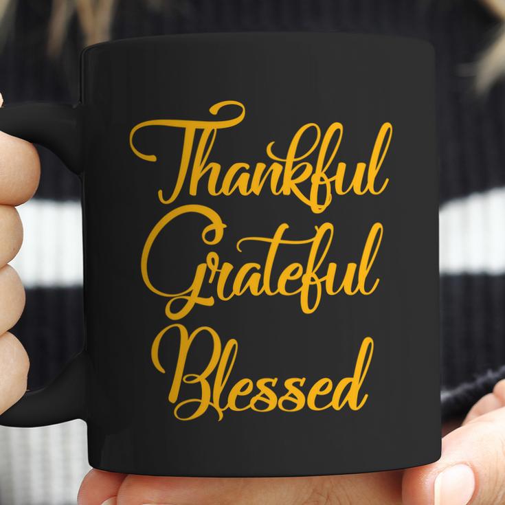 Thankful Grateful Blessed Gold Thanksgiving Logo Coffee Mug