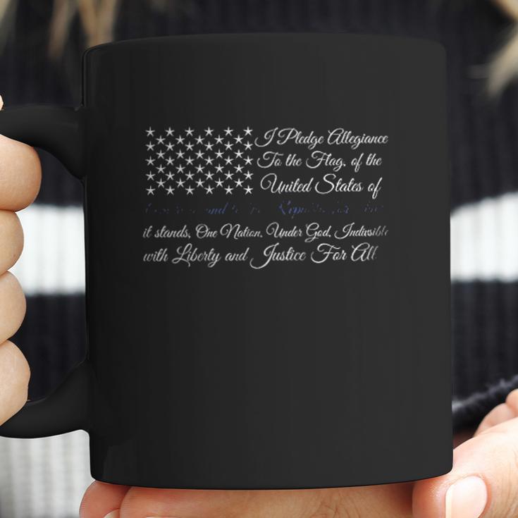 Thin Blue Line Pledge Of Allegiance Flag Coffee Mug