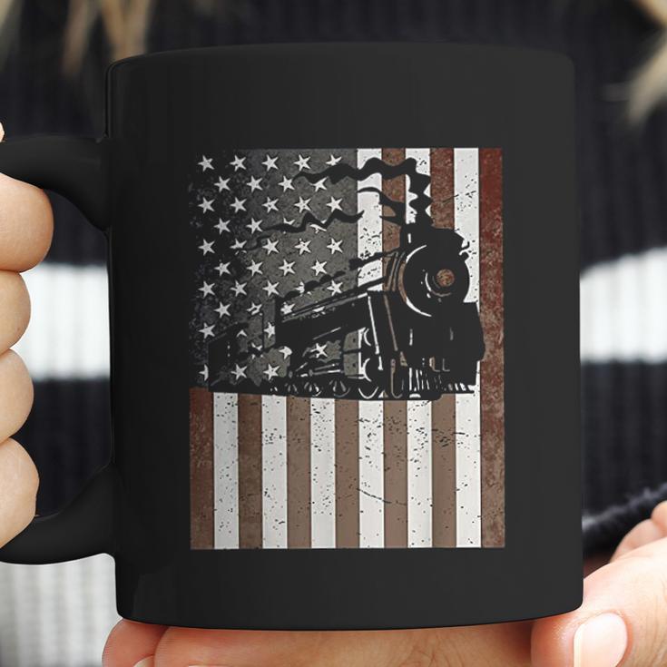 Train Locomotive Engine American Flag Model Builder Vintage Coffee Mug