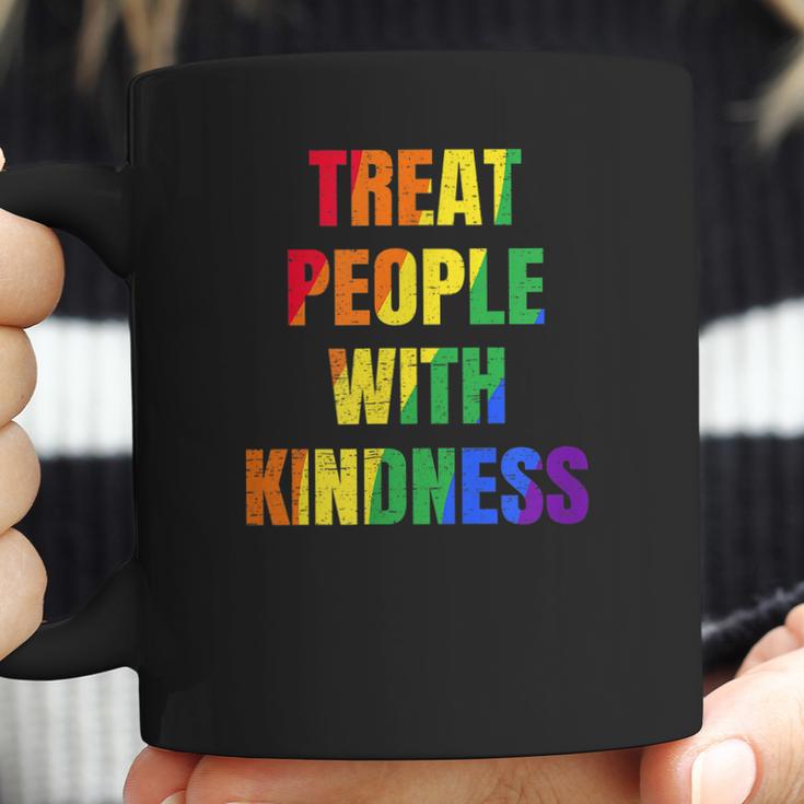 Treat People With Kindness Queer Lgbtq Love Equality Bi Coffee Mug