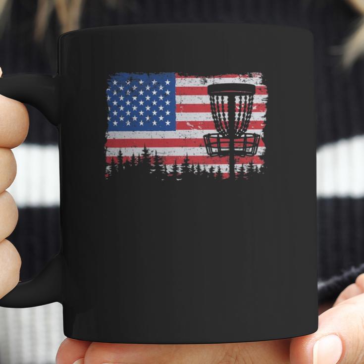 Us American Flag Disc Golf Basket Frisbee Vintage Disc Golf Coffee Mug