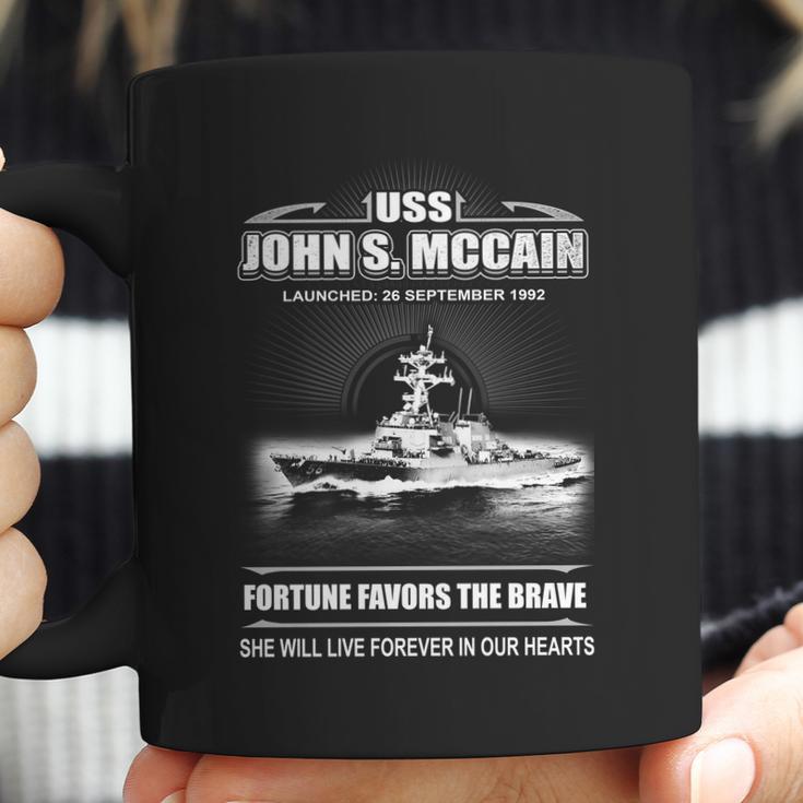 Uss John S Mccain Fortune Favors The Brave She Will Live Forever Our Hearts Coffee Mug