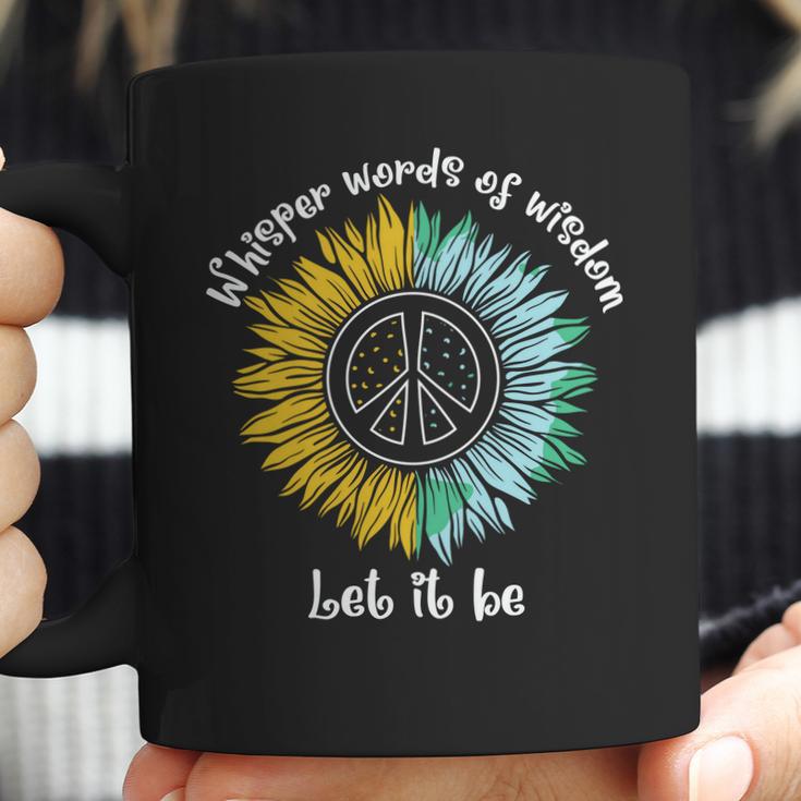 Whisper Words Of Wisdom Let It Be Hippie Sunflower Peace Coffee Mug