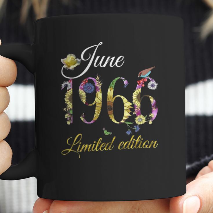 Womens June 1966 - 55 Years Old Sunflowers Floral 55Th Birthday Gift V-Neck Coffee Mug