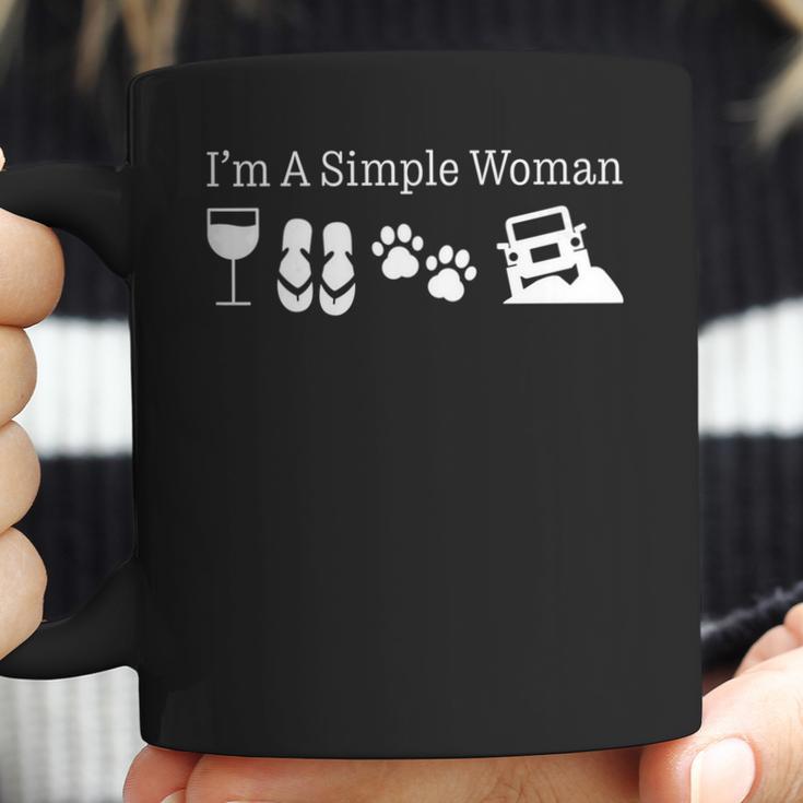 Womens Im A Simple Woman Love Wine Flip Flops Dog Jeeps Gift Coffee Mug