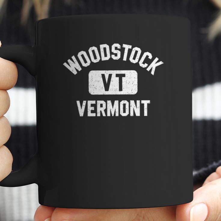 Woodstock Vt Vermont Distressed White Print Coffee Mug