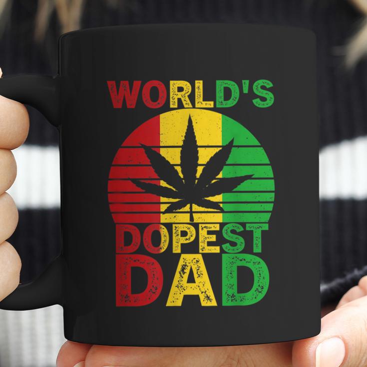 Worlds Dopest Dad Vintage Weed Leaf Cannabis Marijuana Coffee Mug