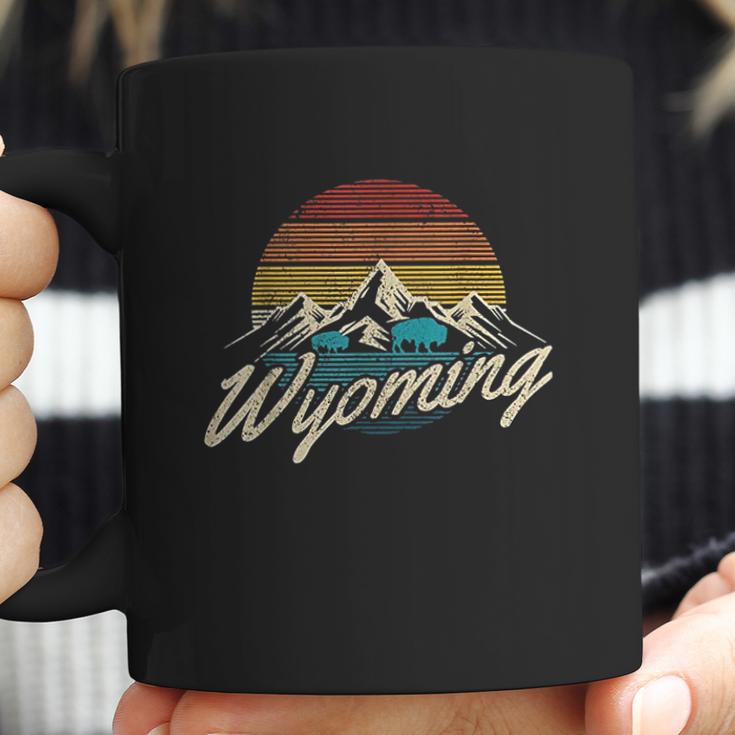 Wyoming Vintage Mountains Bison American Buffalo Coffee Mug