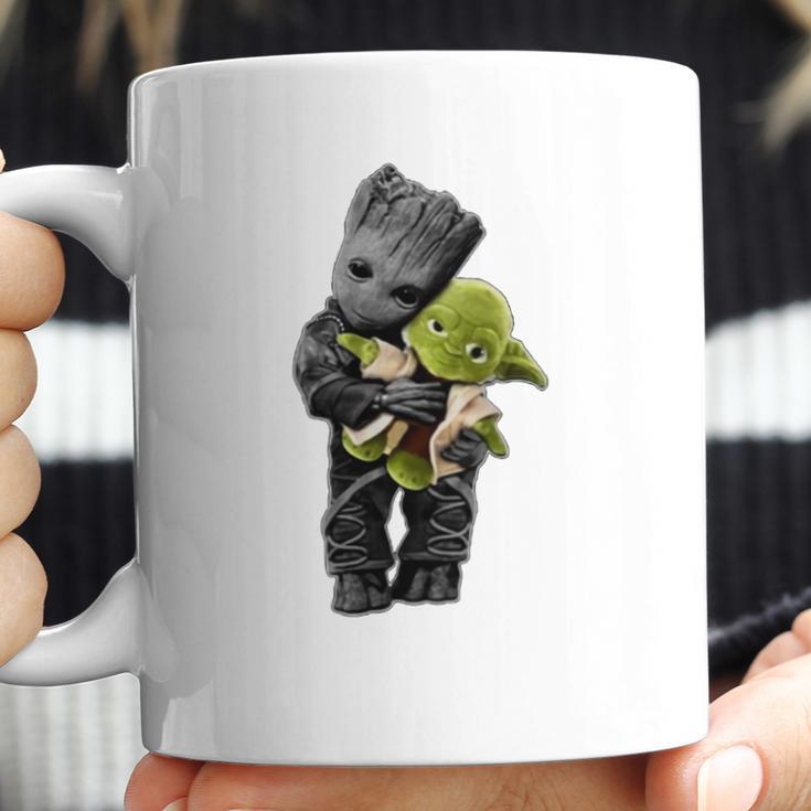 Baby Groot Hugging Baby Yoda Coffee Mug