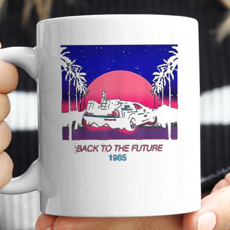 Back To The Future 1985 Neon Delorean Sunset Graphic Coffee Mug