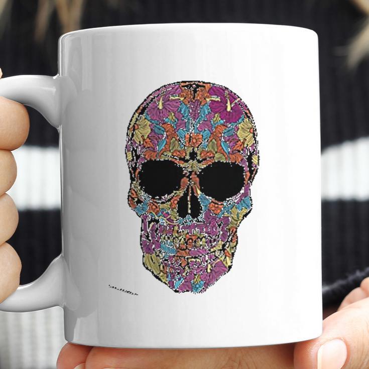 Black Flower Sugar Skull Day Of Dead Coffee Mug