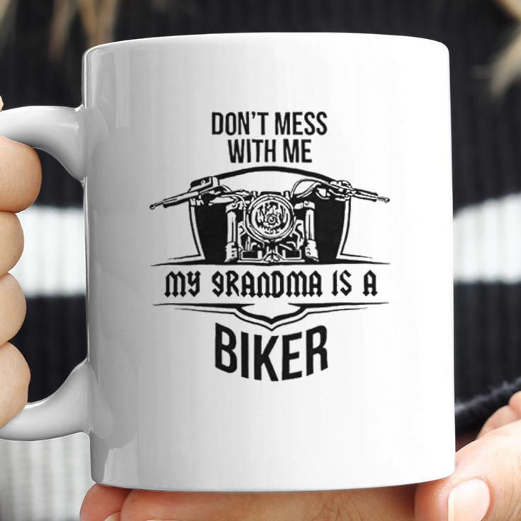 Brisco Brands Dont Mess With Me Grandma Is A Biker Newborn Baby Boy Girl Romper Coffee Mug