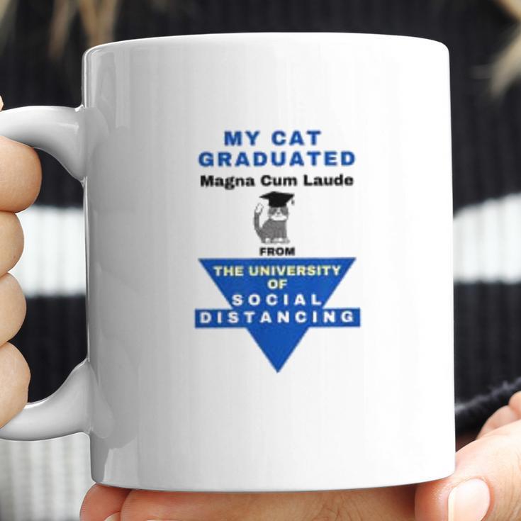 Cat Funny Graduated University Of Social Distancing Coffee Mug