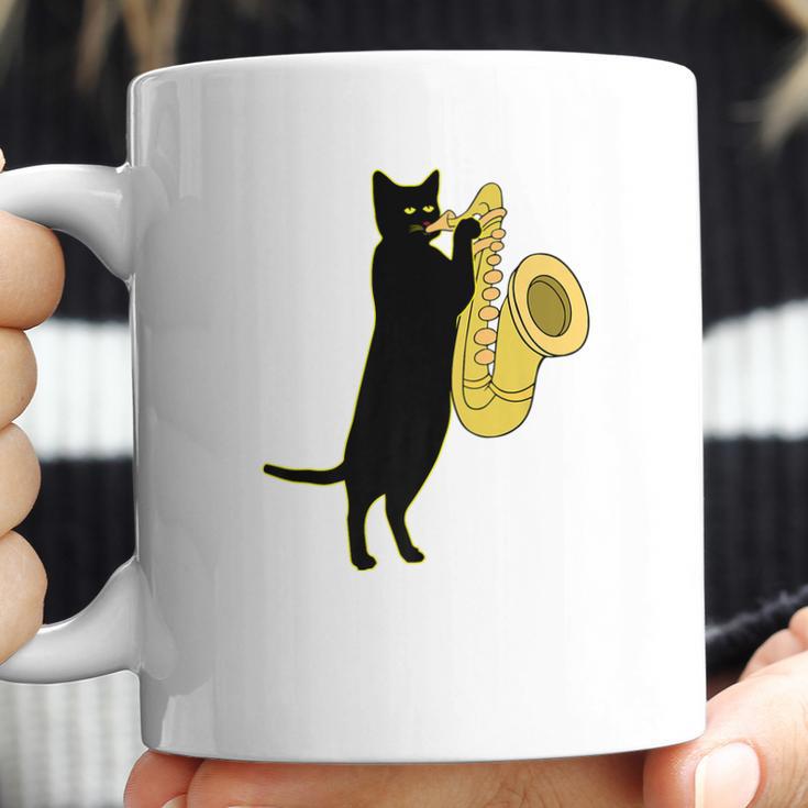 Cat Playing Saxophone Shirt Cool Wind Instrument Sax Gift Coffee Mug