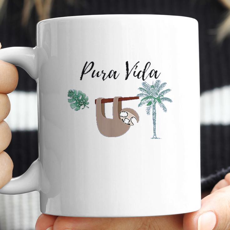 Costa Rica Pura Vida Sloth Palm Tree Coffee Mug