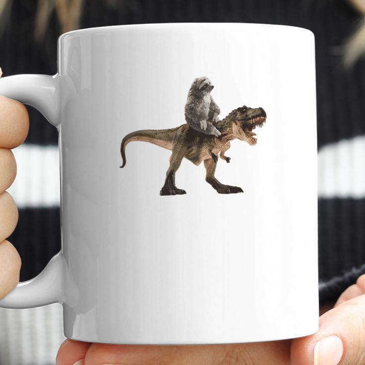 Cute Sloth Riding A Trex Tyrannosaurus Rex Coffee Mug