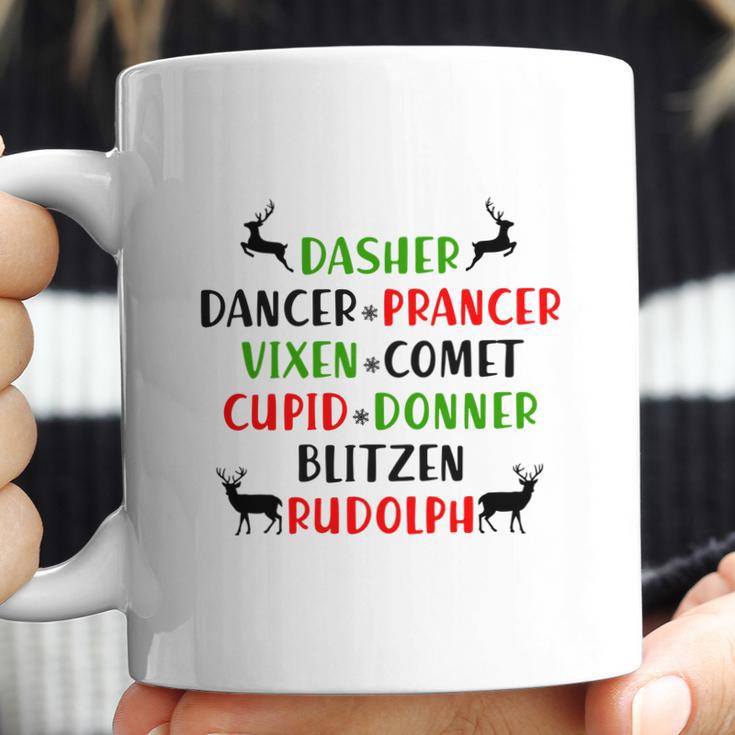 Dasher Dancer Prancer Vixen Comet Cupid Donner Blitzen Rudolph Coffee Mug