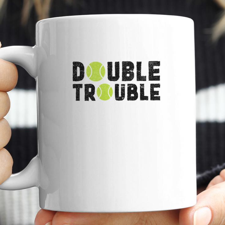 Double Trouble Doubles Players Funny Tennis Coffee Mug