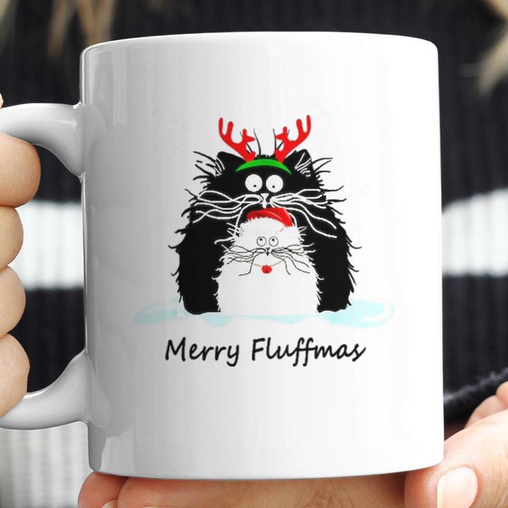 Fun Cat Merry Fluffmas Reindeer Christmas Kitten Meowlover Coffee Mug