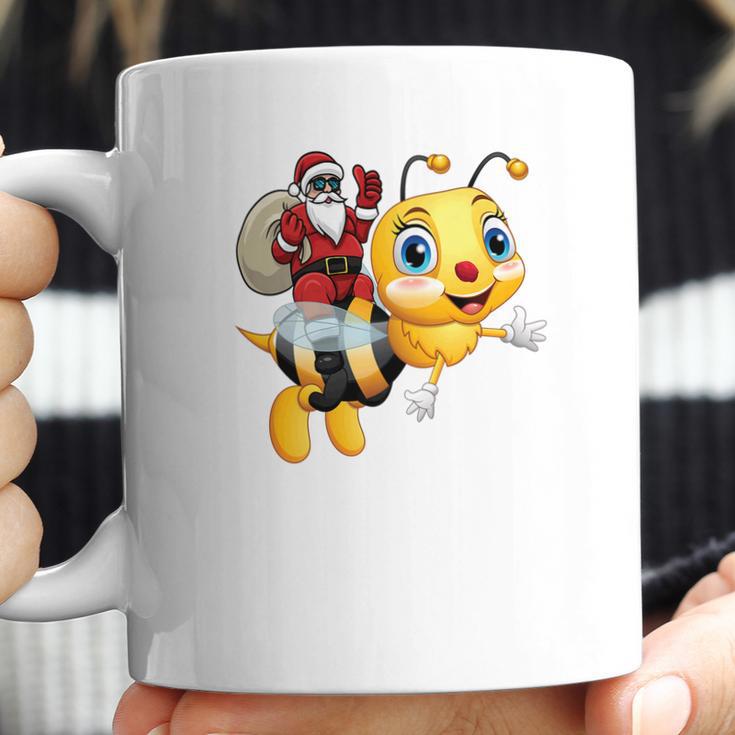 Funny Bee Christmas Santa Riding On Honey Bee Coffee Mug