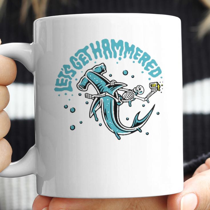 Funny Hammerhead Shark Drinking Pun Lets Get Hammered Party V2 Coffee Mug