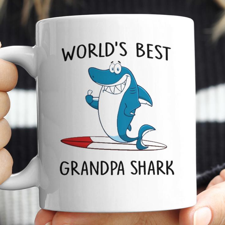 Grandpa Gift Worlds Best Grandpa Shark Coffee Mug