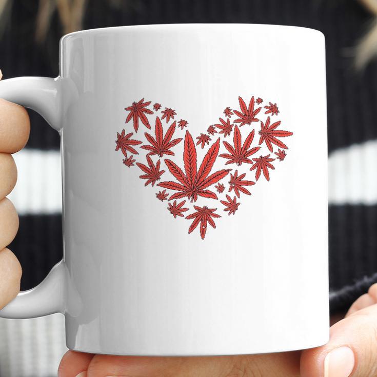 Heart Funny Valentines Day Cannabis 420 Pot Stoner Gift Coffee Mug