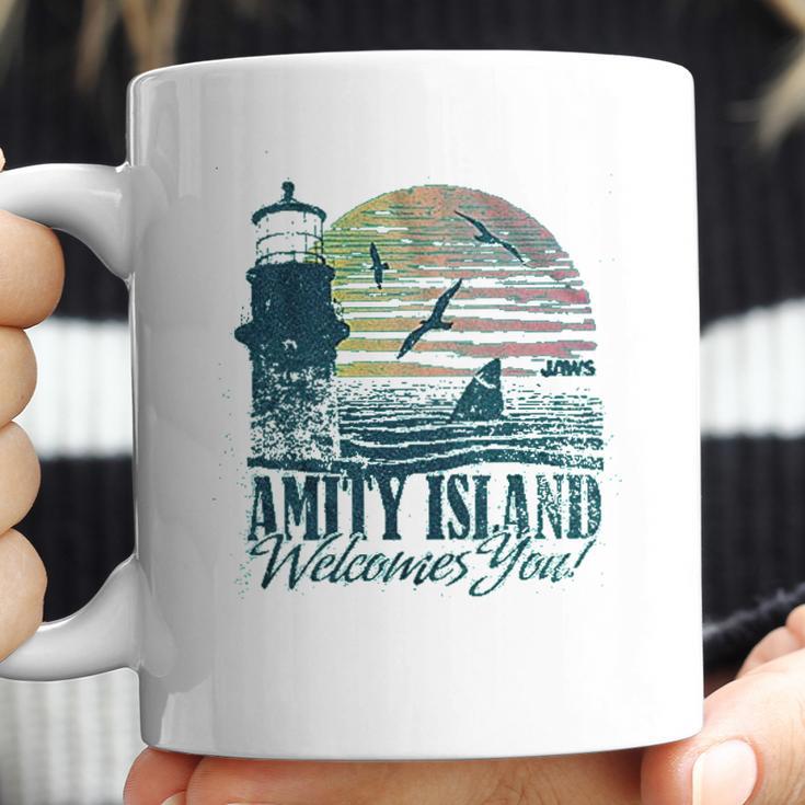 Jaws Amity Island Welcomes You Lighthouse Mahi Heather Coffee Mug