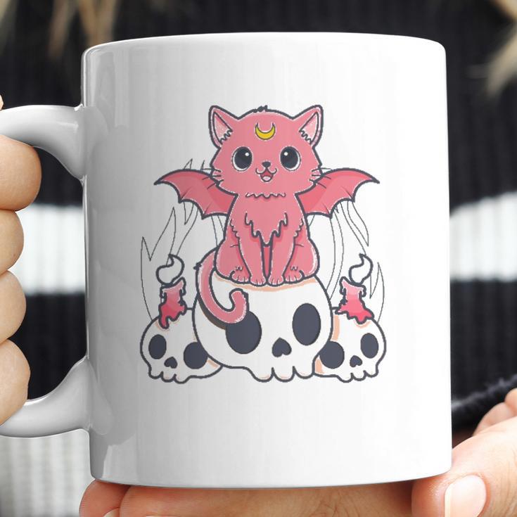 Kawaii Pastel Goth Cute Creepy Demon Cat And Skull Anime Art Coffee Mug