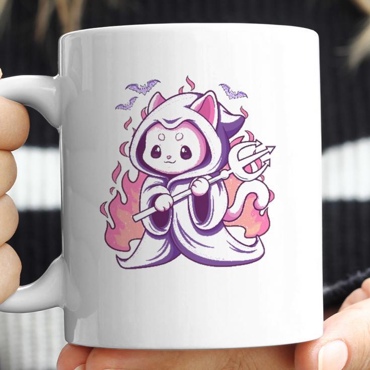 Kawaii Pastel Goth Cute Creepy Grim Reaper Cat Coffee Mug