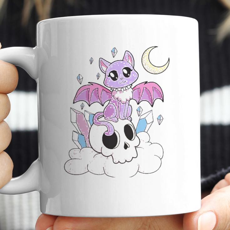 Kawaii Pastel Goth Witchy Cat And Skull Cute Creepy Coffee Mug