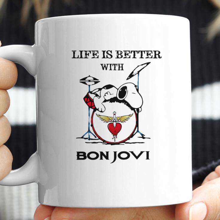 Life Is Better With Bon Jovi Snoopy Rock Band Coffee Mug