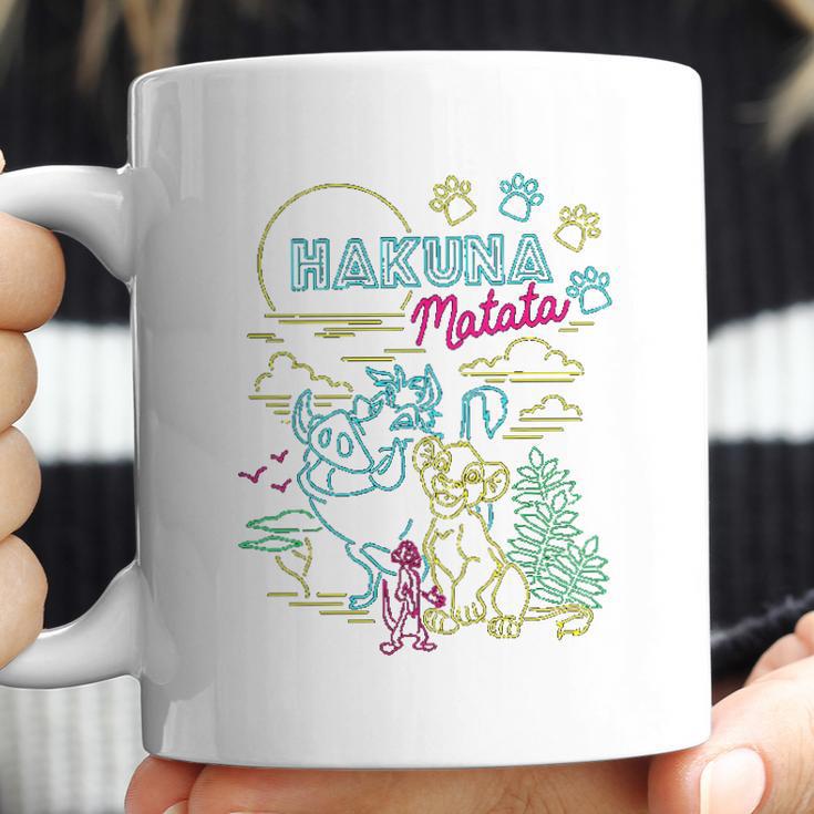 Lion King Neon Outline Group Shot Sketch Coffee Mug