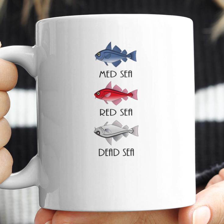 Med Sea Red Sea Dead Sea Black Font Coffee Mug