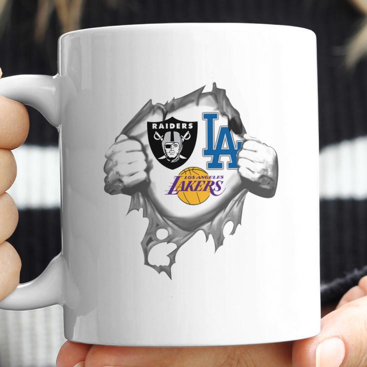 Oakland Raiders Los Angeles Lakers And Los Angeles Dodgers Heartbeat Shirt TshirtShirt Tee Coffee Mug