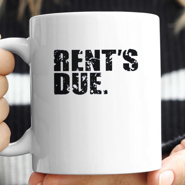 Rents Due Work Hard Bodybuilder Weightlifting Distressed Coffee Mug