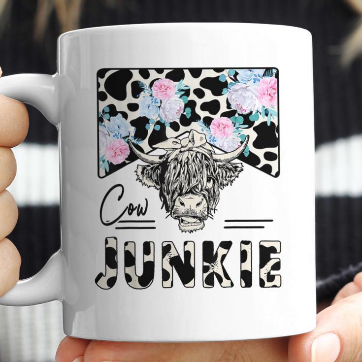 Retro Cow Junkie Highland Cow Floral Western Country Cowgirl Coffee Mug