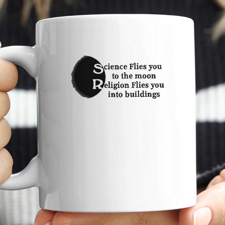 Science Flies You To The Moon Religion Into Buildings Atheist Coffee Mug