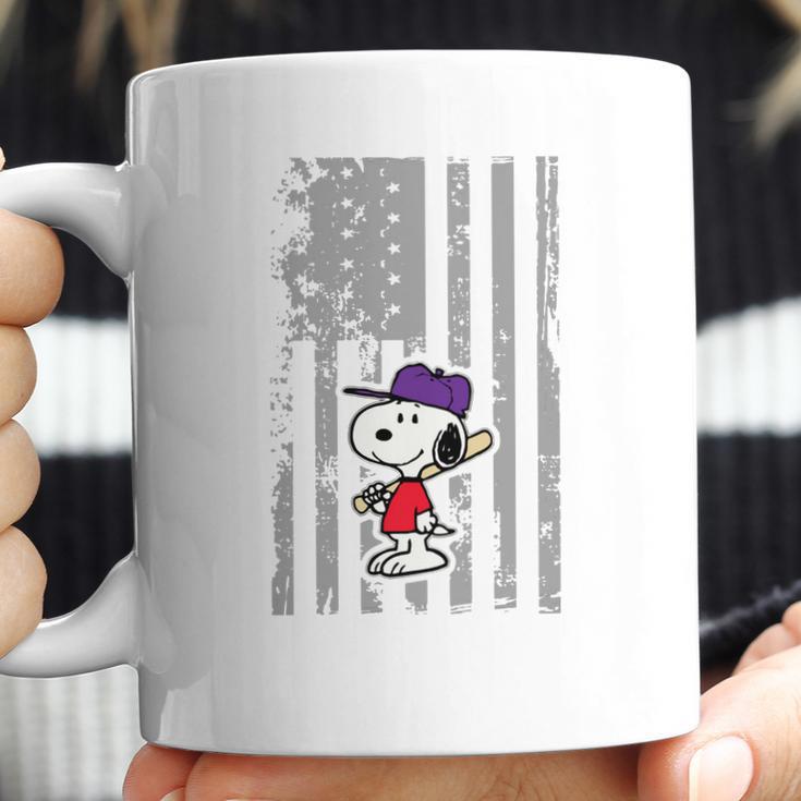 Snoopy Playing Baseball Snoopy Usa Flag T-Shirt Coffee Mug