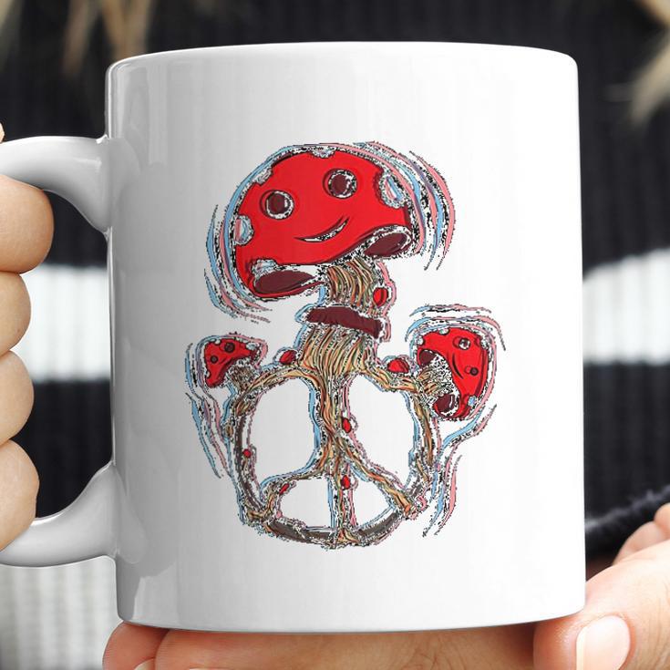 Trippy Magic Mushrooms Peace Sign 70S Coffee Mug