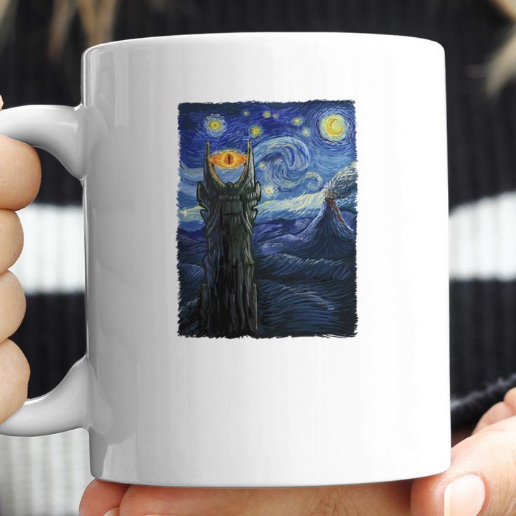 Vincent Van Gogh The Starry Night With Lord Of The Rings Middle Earth Sauron Tower Evil Eye Tshirt Coffee Mug