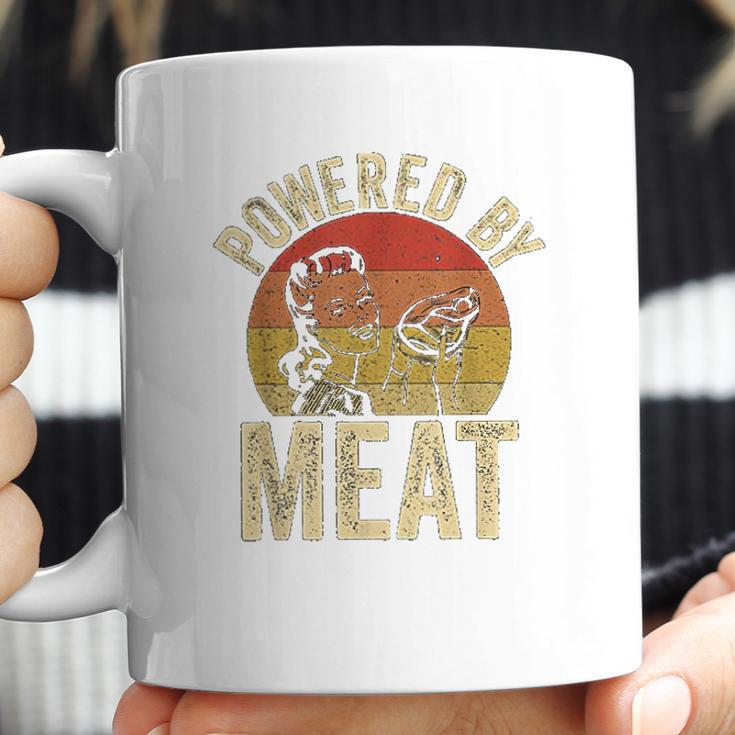 Vintage Powered By Meat Carnivore Woman Meat Eater Coffee Mug