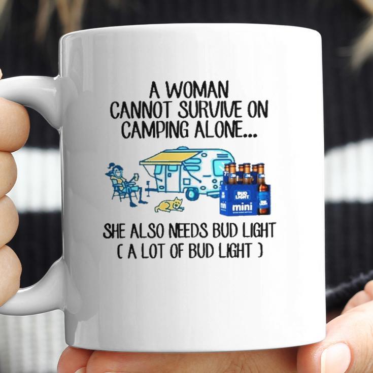 A Woman Cannot Survive On Camping Alone She Also Needs Bud Light Coffee Mug