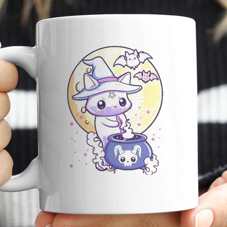 Womens Kawaii Pastel Goth Cute Creepy Witch Cat Wicca V-Neck Coffee Mug