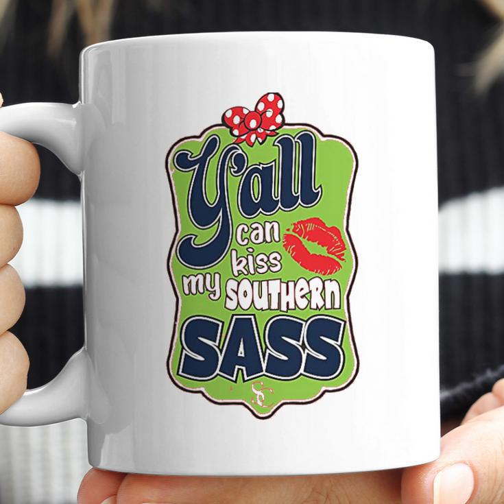 Yall Can Kiss My Southern Sass Southern Charm Collection On A Coral Coffee Mug